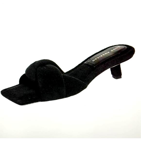 Good American Women's Terry Kickstand Low Heel Slide Sandals - Black - size 7 - Picture 9 of 12